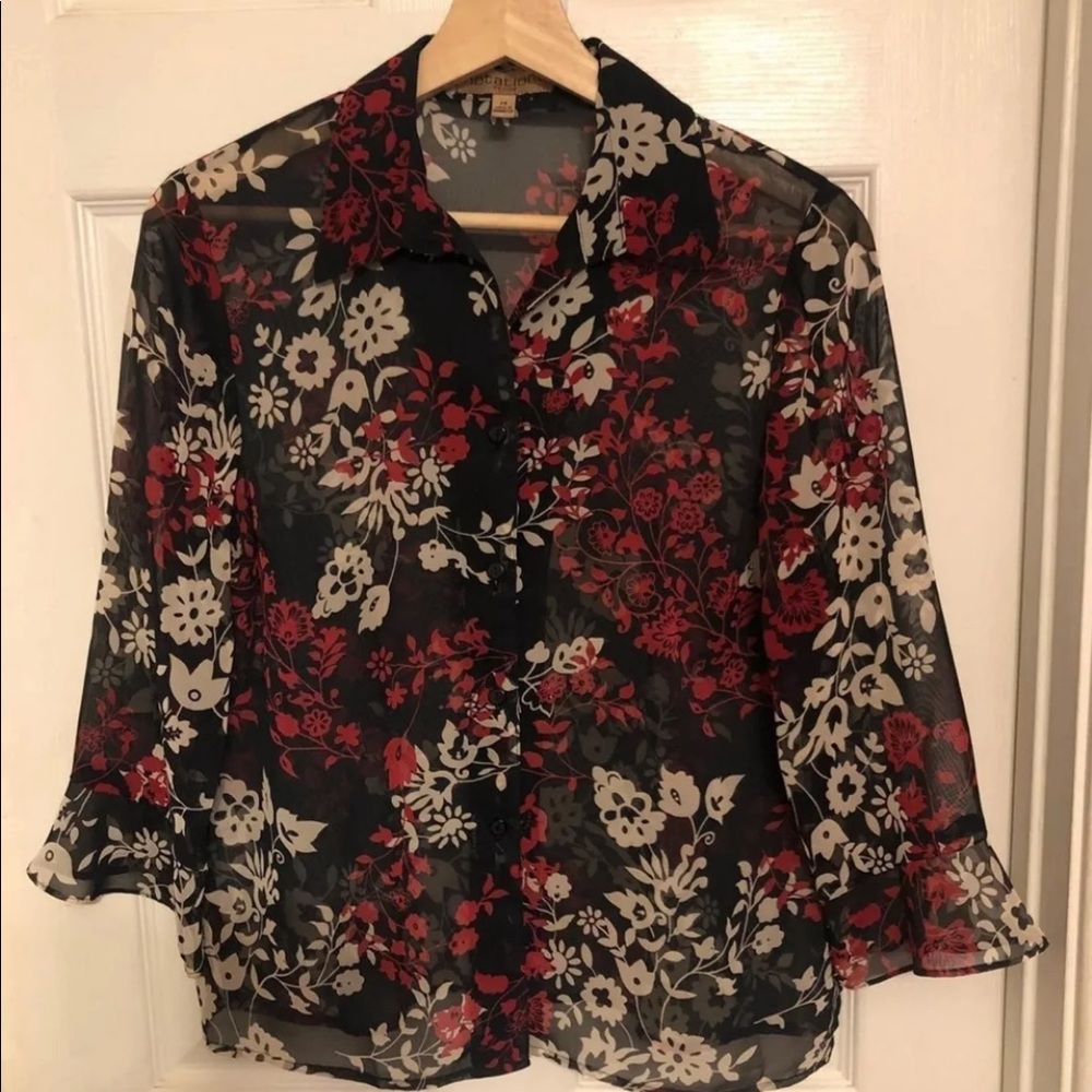 Vintage sheer floral blouse